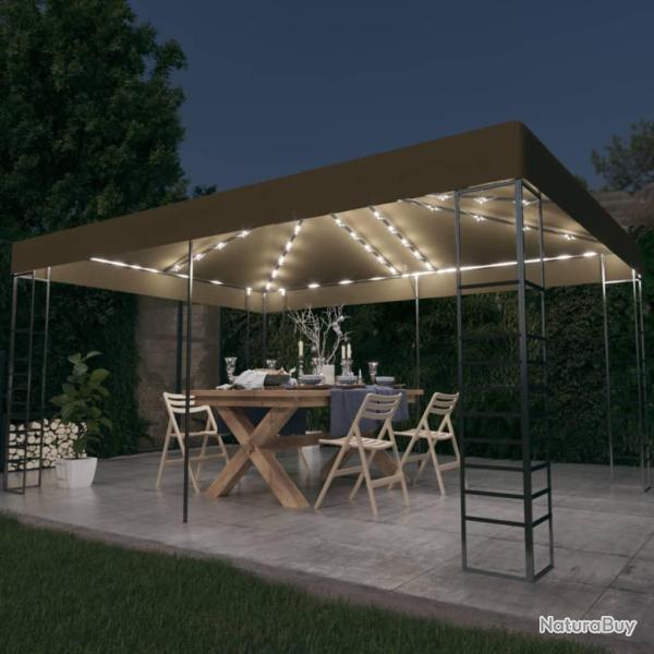 Tonnelle avec guirlande lumineuse � LED 3x4 m Taupe