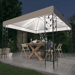Tonnelle avec guirlande lumineuse &agrave; LED 3x3 m Blanc
