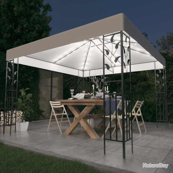 Tonnelle avec guirlande lumineuse � LED 3x3 m Blanc