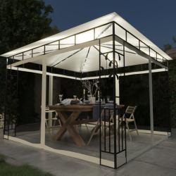Tonnelle avec moustiquaire et lumi&egrave;res LED 3x3x2,73 m Cr&egrave;me
