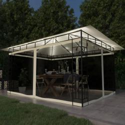 Tonnelle avec moustiquaire et lumi&egrave;res LED 4x3x2,73 m Cr&egrave;me