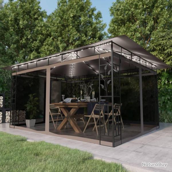 Tonnelle avec moustiquaire et lumi�res LED 4x3x2,73 m Taupe