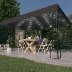 Tonnelle avec guirlande lumineuse &agrave; LED 3x4 m Anthracite
