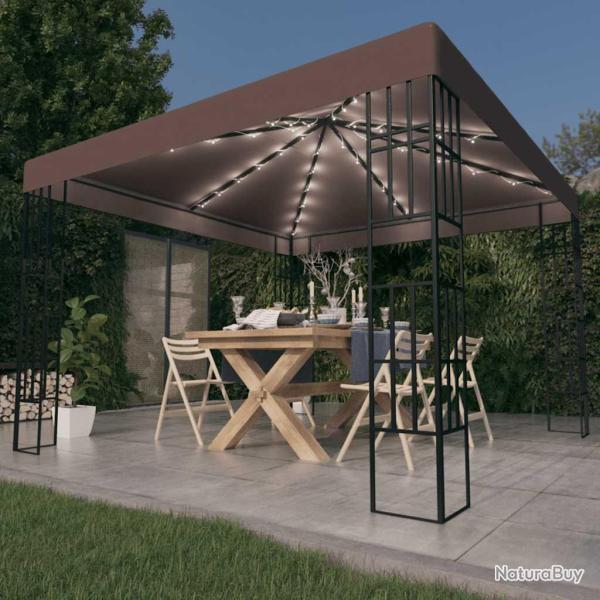 Tonnelle avec guirlande lumineuse � LED 3x3 m Taupe