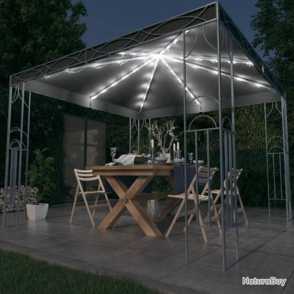 Tonnelle avec guirlande lumineuse � LED 300x300 cm Anthracite
