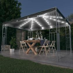 Tonnelle avec guirlande lumineuse &agrave; LED 400x300 cm Anthracite