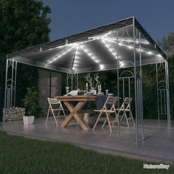 Tonnelle avec guirlande lumineuse � LED 400x300 cm Anthracite