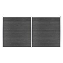 Ensemble de panneau de cl&ocirc;ture WPC 353x186 cm Noir