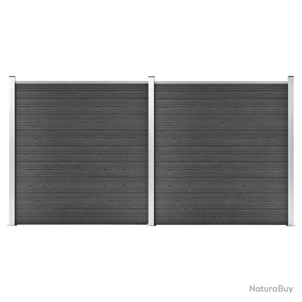 Ensemble de panneau de cl�ture WPC 353x186 cm Noir
