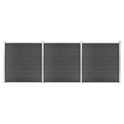 Ensemble de panneau de cl&ocirc;ture WPC 526x186 cm Noir