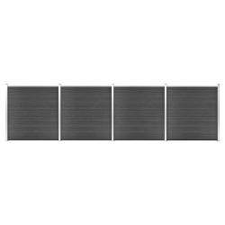Ensemble de panneau de cl&ocirc;ture WPC 699x186 cm Noir