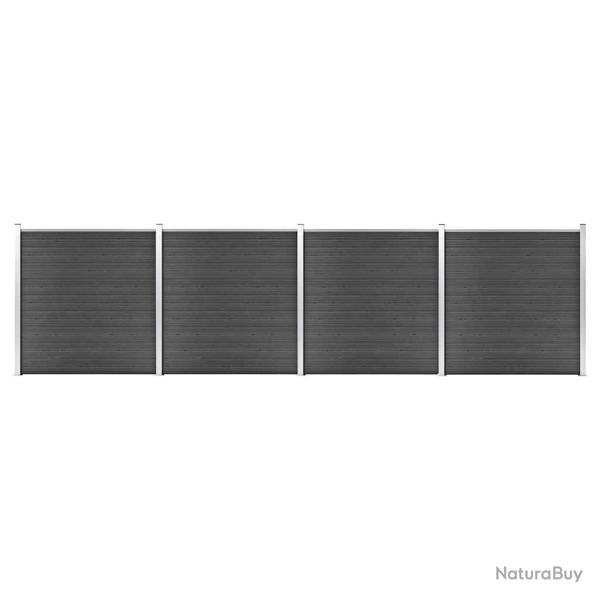Ensemble de panneau de cl�ture WPC 699x186 cm Noir