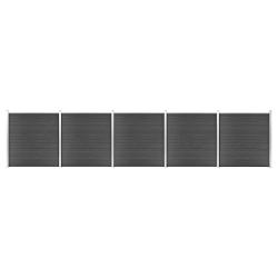 Ensemble de panneau de cl&ocirc;ture WPC 872x186 cm Noir