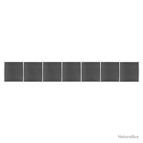 Ensemble de panneau de cl�ture WPC 1218x186 cm Noir