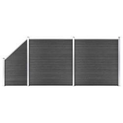 Ensemble de panneau de cl&ocirc;ture WPC 446x(105-186) cm Noir