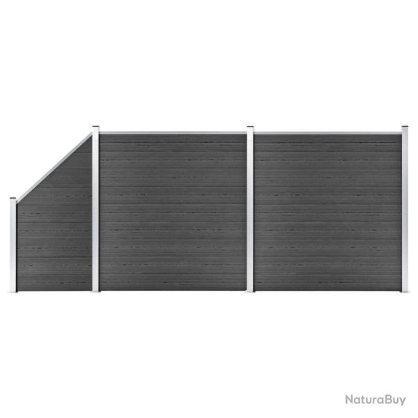 Ensemble de panneau de cl�ture WPC 446x(105-186) cm Noir