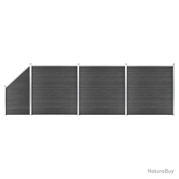 Ensemble de panneau de cl�ture WPC 619x(105-186) cm Noir