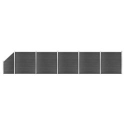 Ensemble de panneau de cl&ocirc;ture WPC 965x(105-186) cm Noir