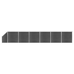 Ensemble de panneau de cl&ocirc;ture WPC 1138x(105-186) cm Noir