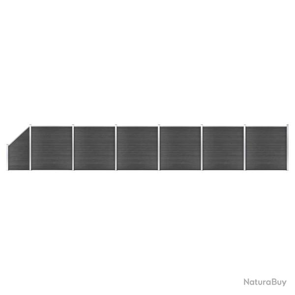 Ensemble de panneau de cl�ture WPC 1138x(105-186) cm Noir