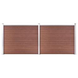 Ensemble de panneau de cl&ocirc;ture WPC 353x146 cm Marron