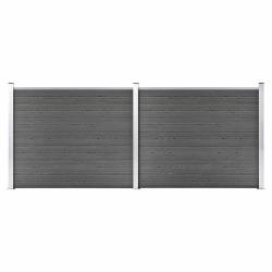 Ensemble de panneau de cl&ocirc;ture WPC 353x146 cm Noir