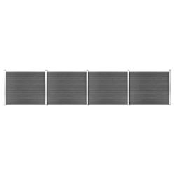 Ensemble de panneau de cl&ocirc;ture WPC 699x146 cm Noir