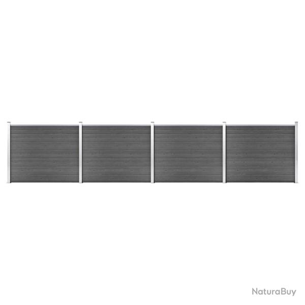 Ensemble de panneau de cl�ture WPC 699x146 cm Noir