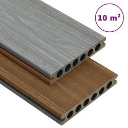 Panneaux de terrasse et accessoires WPC Marron/gris 10 m&sup2; 2,2 m