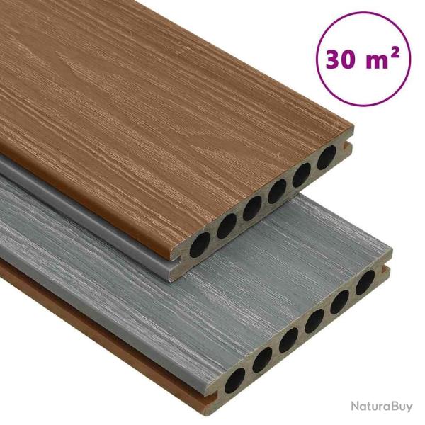 Panneaux de terrasse et accessoires WPC Marron/gris 30 m� 4 m