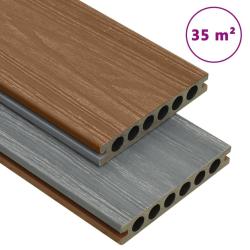 Panneaux de terrasse et accessoires WPC Marron/gris 35 m&sup2; 4 m