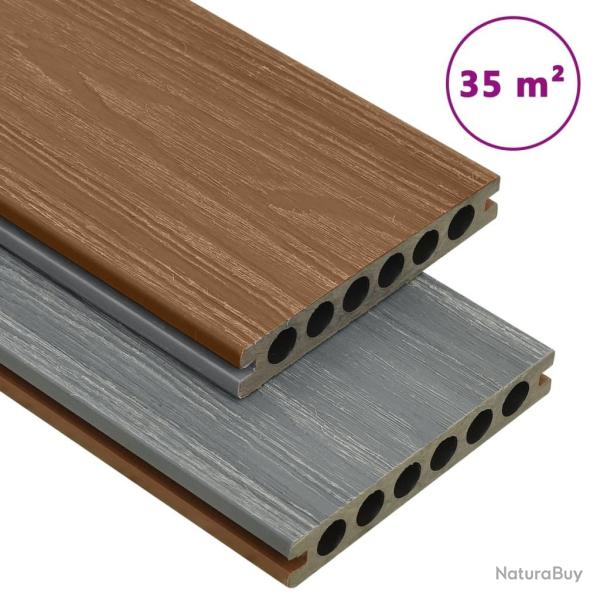 Panneaux de terrasse et accessoires WPC Marron/gris 35 m� 4 m