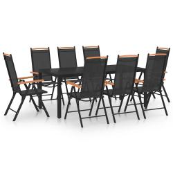Ensemble &agrave; manger de 9 pcs aluminium noir