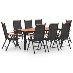 Ensemble &agrave; manger de 9 pcs aluminium noir