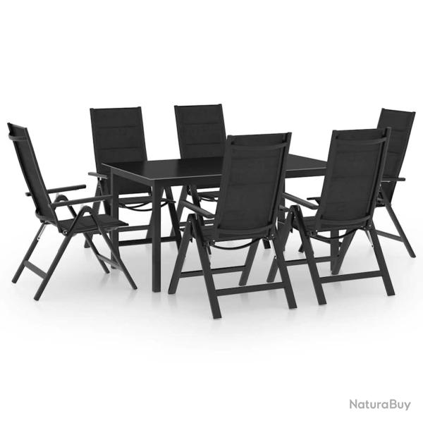 Ensemble � manger de 7 pi�ces, aluminium, anthracite, pour le jardin
