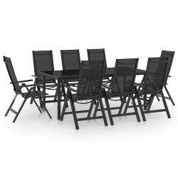 Ensemble table et chaises, 9 pi&egrave;ces, aluminium, anthracite, pour le jardin