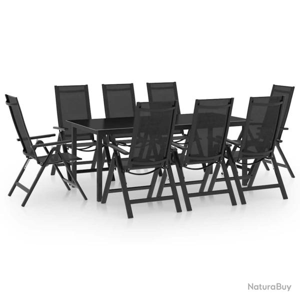 Ensemble table et chaises, 9 pi�ces, aluminium, anthracite, pour le jardin