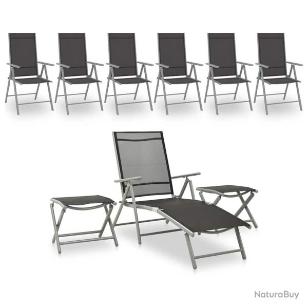 Salon de 9 pcs Noir et argent�