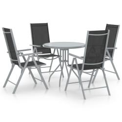 Ensemble &agrave; manger de 5pcs aluminium et textil&egrave;ne argent&eacute;