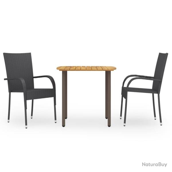 Ensemble � manger de 3pcs R�sine tress�e Noir