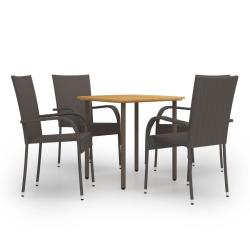 Ensemble &agrave; manger de 5pcs R&eacute;sine tress&eacute;e Marron