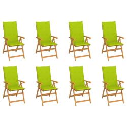 Chaises inclinables de et coussins lot de 8 Teck solide
