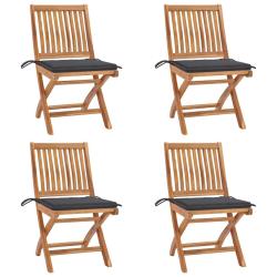 Chaises pliables de avec coussins lot de 4 Teck solide