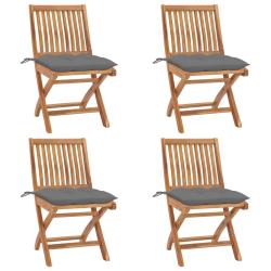 Chaises pliables de avec coussins lot de 4 Teck solide