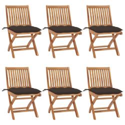 Chaises pliables de avec coussins lot de 6 Bois de teck