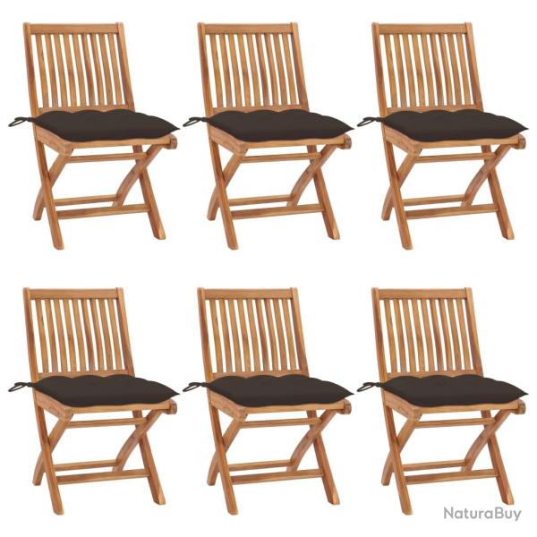 Chaises pliables de avec coussins lot de 6 Bois de teck
