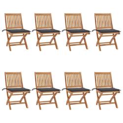 Chaises pliables de avec coussins lot de 8 Teck solide