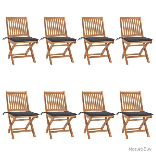 Chaises pliables de avec coussins lot de 8 Teck solide