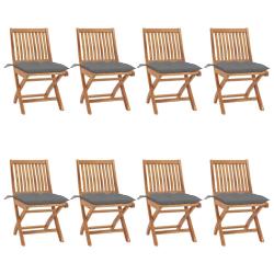 Chaises pliables de avec coussins lot de 8 Teck solide