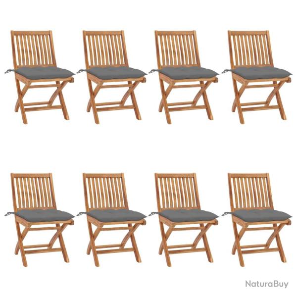 Chaises pliables de avec coussins lot de 8 Teck solide